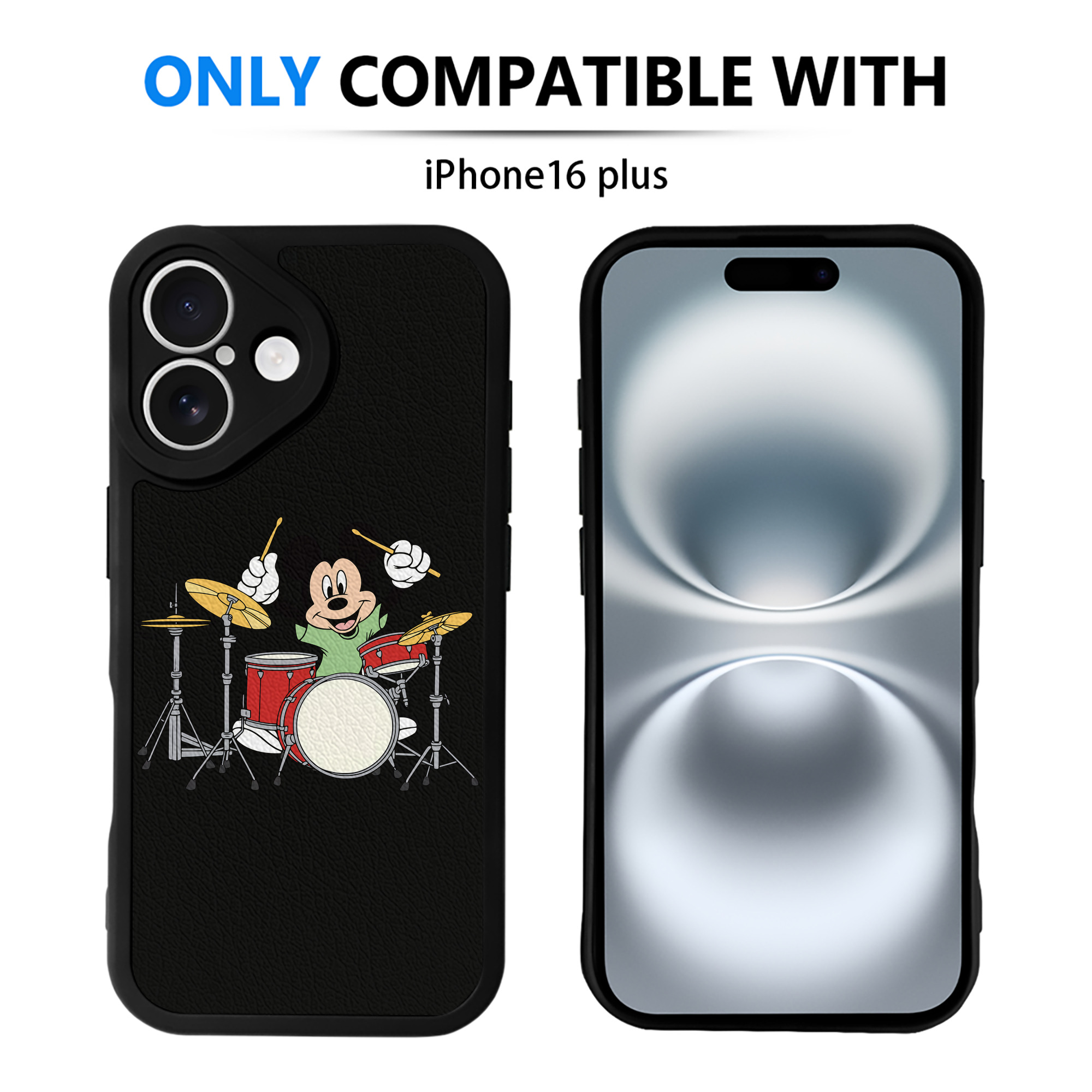 （画像用） ミッキーマウス Mickey Mouse 【iPhone 16シリーズ対応】シリコンスマホケース（レザー調） 材質：シリコン